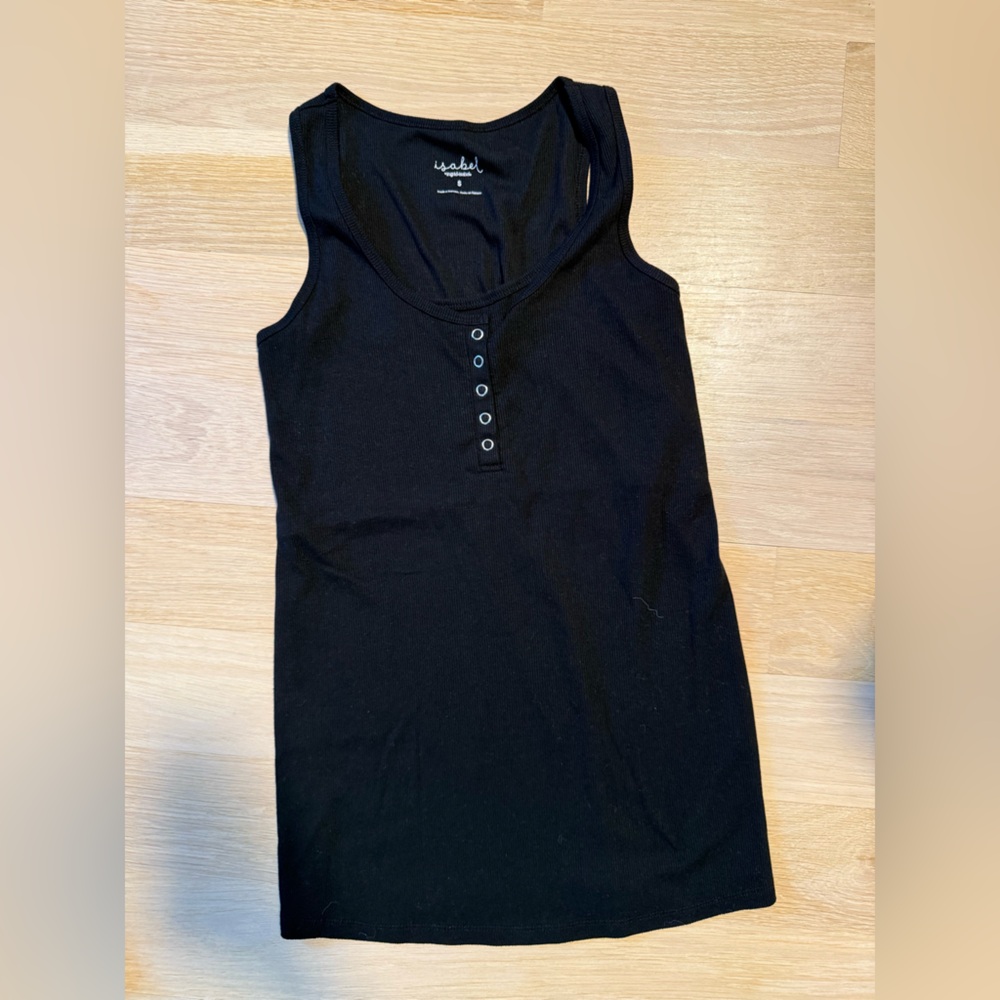 Black Isabel Nursing Tank Top with Snap Closure